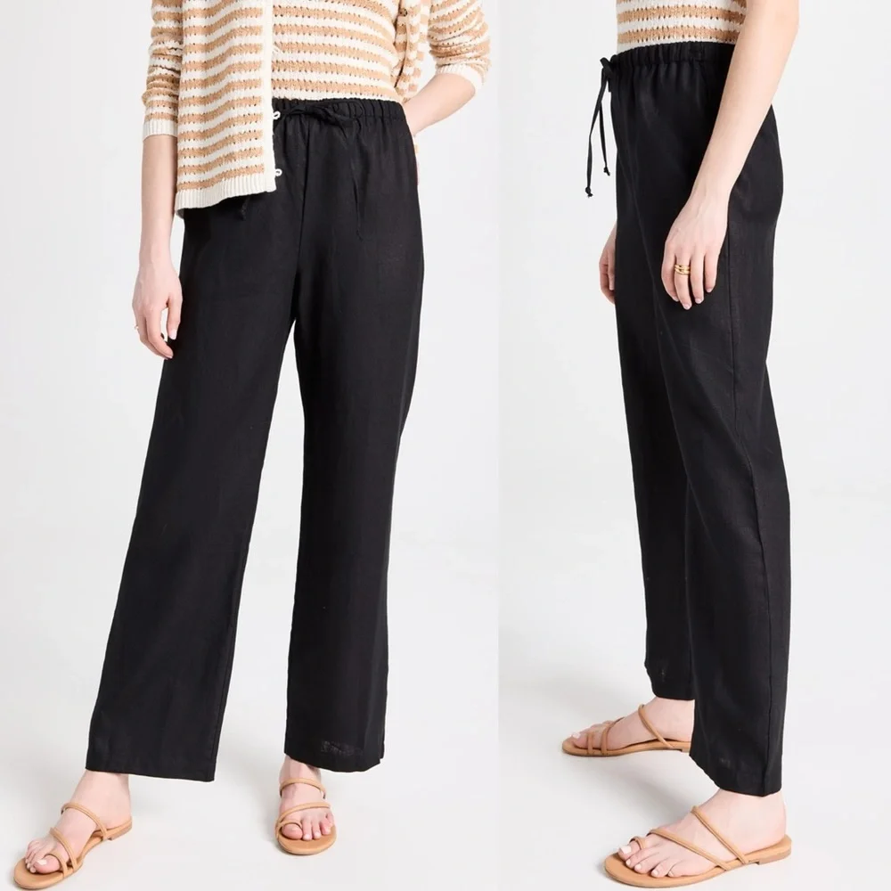 Reformation Olina Linen Pants in Black Size XS